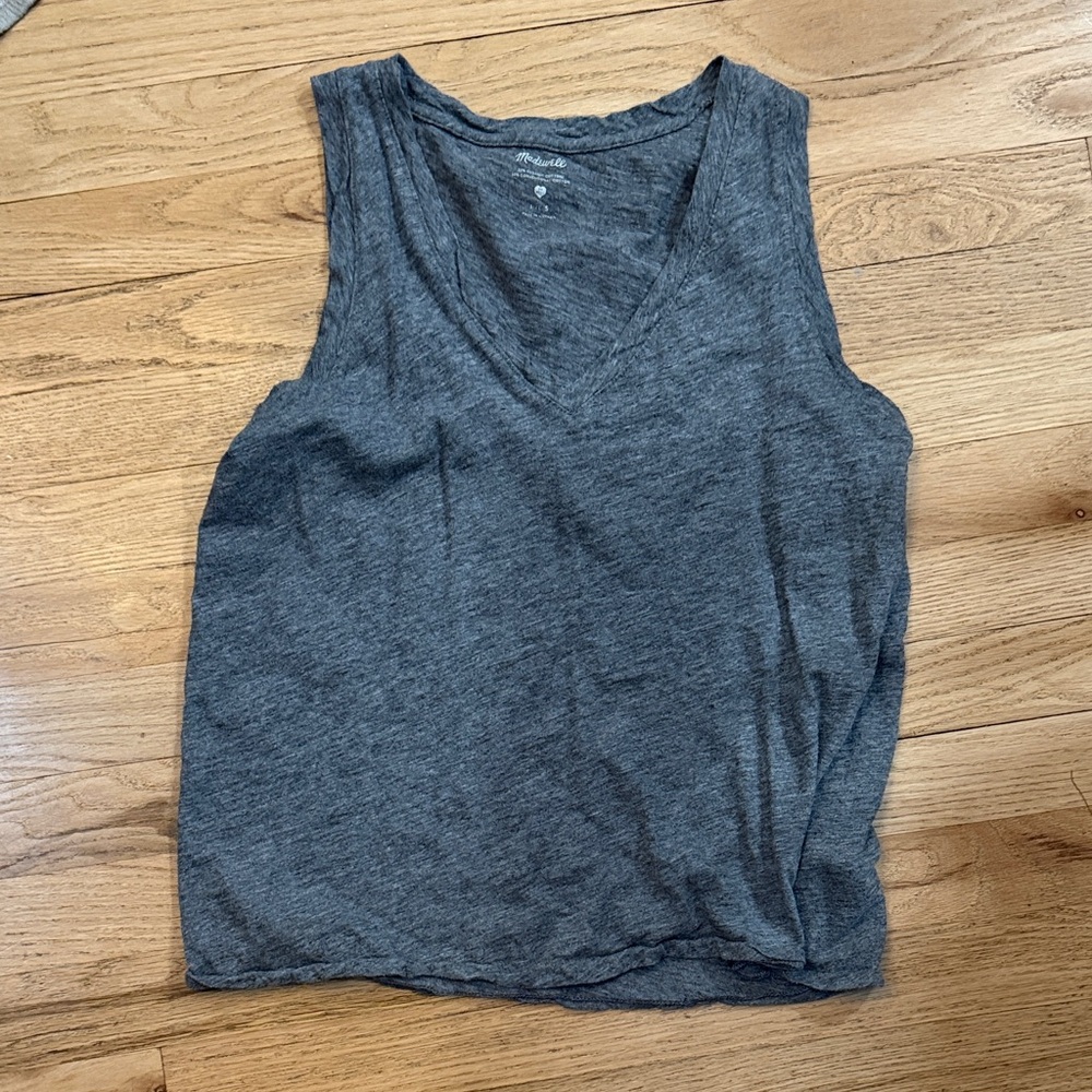 Madewell Charcoal V-Neck Tank Top